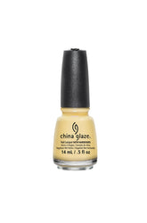 Front view of China Glaze nail polish in Lemon Fizz color shade with printed label text